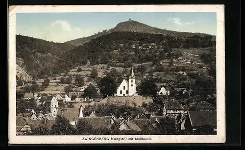 AK Zwingenberg a. Bergstr., Ortsansicht mit Melibokus