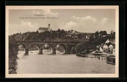 AK Vilshofen, Blick auf Benediktiner-Abtei Schweiklberg