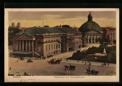AK Berlin, Opernhaus und Hedwigskirche