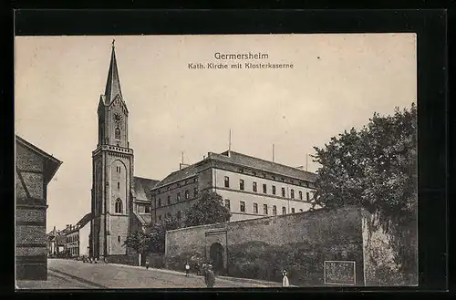 AK Germersheim, Katholische Kirche mit der Klosterkaserne