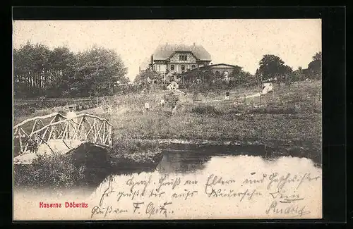 AK Döberitz, hölzerne Brücke auf dem Gelände der Kaserne