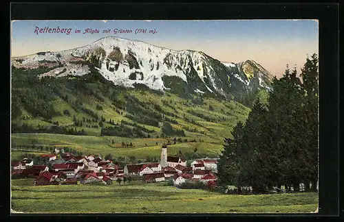 AK Rettenberg, Generalansicht der Stadt im Allgäu mit Grünten