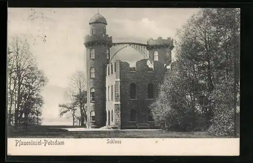 AK Potsdam, das Schloss auf der Pfaueninsel