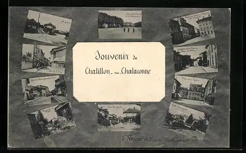 AK Chatillon-sur-Chalaronne, La Gare, Rue de P`Eiu, Place de l`Eglise