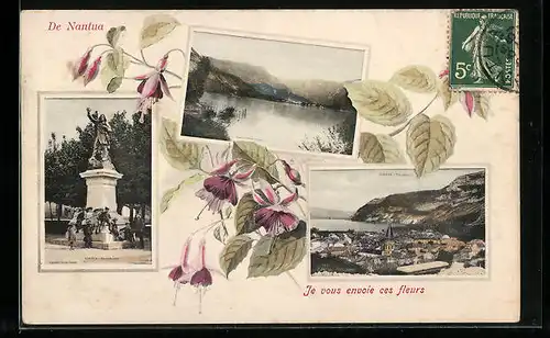 AK Nantua, Statue Baudin, Le Lac, Vue Générale