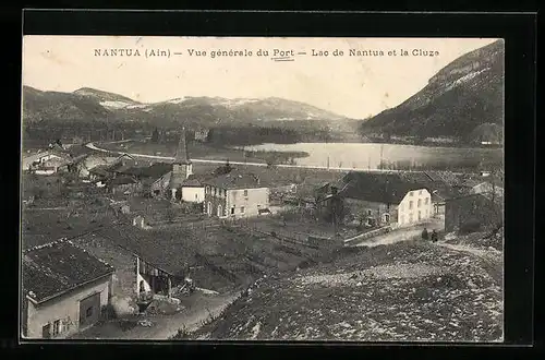 AK Nantua, Vue générale du Port, Lac de Nantua et la Cluse