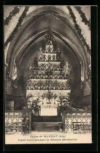 AK Manziat, L`Eglise, Trone élevé pendant la Mission paroissiale