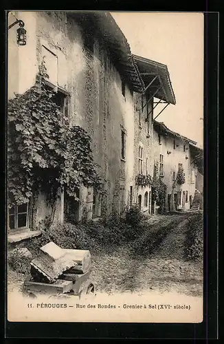 AK Pérouges, Rue des Rondes, Grenier à Sel (XIVe siècle)