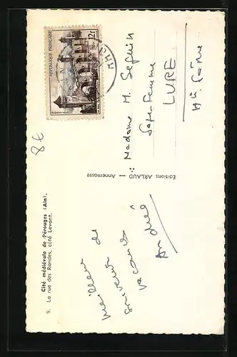 AK Pérouges, La rue des Rondes, coté Levant