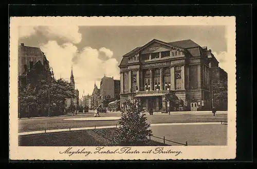 AK Magdeburg, Zentral-Theater mit Breiteweg