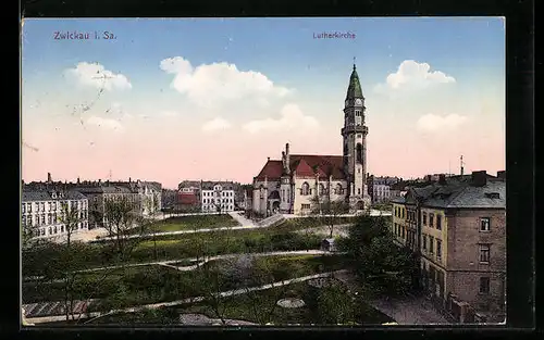 AK Zwickau i. Sa., Blick zur Lutherkirche