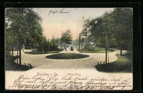 AK Zwickau i. Sa., Milkau-Platz