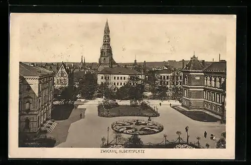 AK Zwickau / Sa., Albertplatz