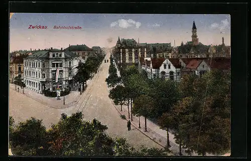 AK Zwickau / Sa., Bahnhofstrasse