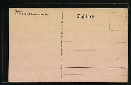 AK Berlin, Pariser Platz und Brandenburger Tor