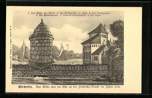 AK Alt-Berlin, Das Wehr oder der Bär an der Friedrichs-Brücke im Jahre 1772