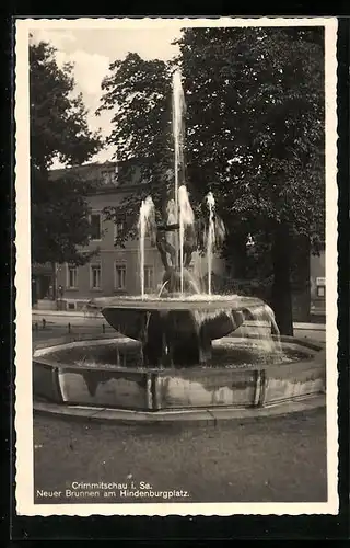 AK Crimmitschau / Sa., Neuer Brunnen am Hindenburgplatz