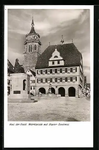 AK Weil der Stadt, Marktplatz mit Kepler-Denkmal