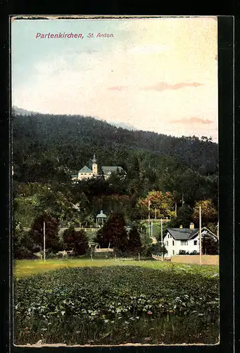 AK Partenkirchen, Blick zur Kirche St. Anton