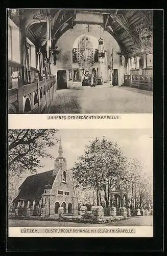 AK Lützen, Gedächtniskapelle und Gustav Adolf Denkmal