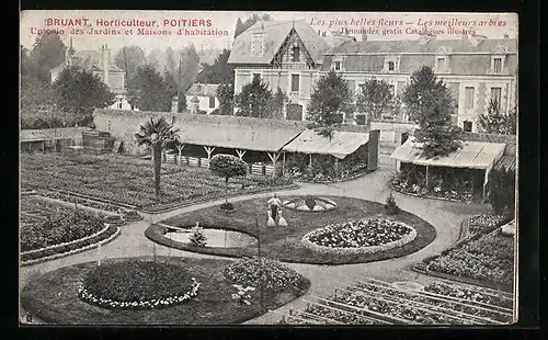 AK Poitiers, Un coin des Jardins et Maisons d`habitation