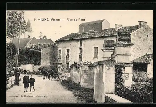 AK Migné, Vue du Pont
