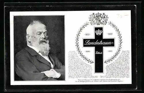 AK Landestrauer-Postkarte um Prinzregent Luitpold