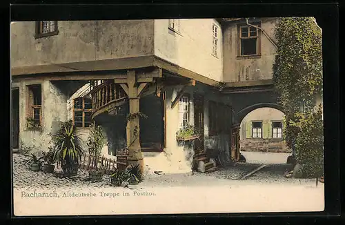 AK Bacharach, Altdeutsche Treppe im Posthof