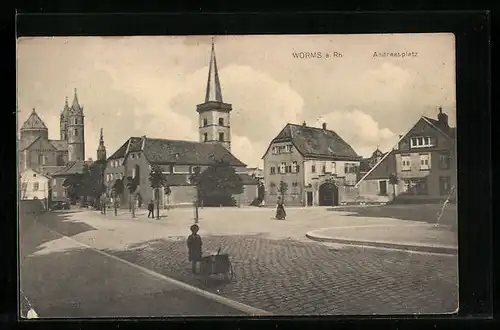 AK Worms a. Rh., Andreasplatz