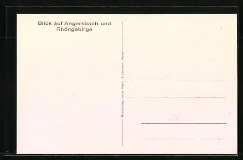 Künstler-AK Angersbach / Rhön, Totalansicht mit Rhöngebirge