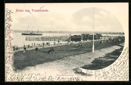 AK Travemünde, Strandpromenade mit Besuchern