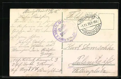 AK Königsbrück, Truppenübungsplatz, Neues Lager, Kaiserl. Postamt und Wache