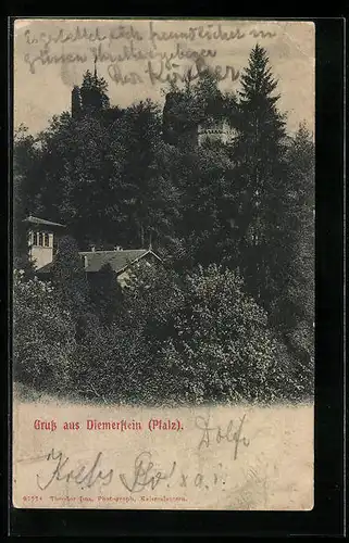 AK Diemerstein / Pfalz, Blick auf die Ruine
