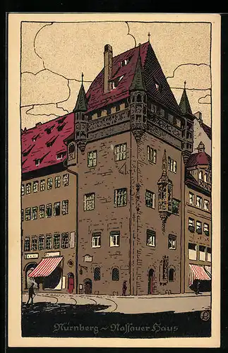 Steindruck-AK Nürnberg, Nassauer Haus