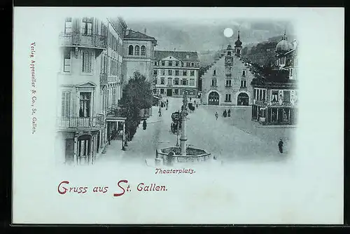 Mondschein-AK St. Gallen, Theaterplatz