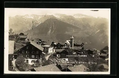 AK Tschiertschen, Panorama vom Berg aus gesehen