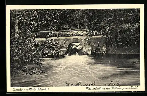 AK Buckow /Märk. Schweiz, Wasserfall an der Pritzhagener Mühle