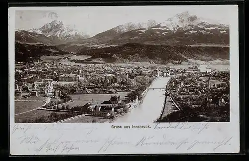 Foto-AK Fritz Gratl: Innsbruck, Ortsansicht aus der Vogelschau