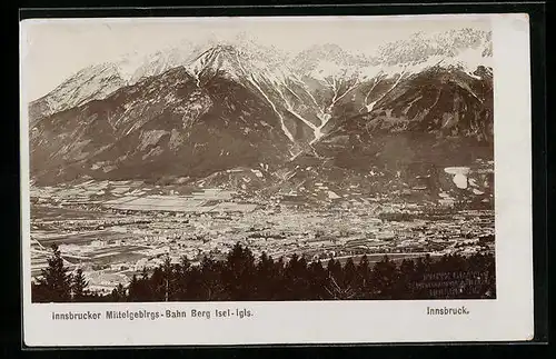 Foto-AK Fritz Gratl: Innsbruck, Ortsansicht aus der Vogelschau