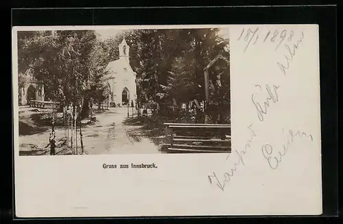 Foto-AK Fritz Gratl: Innsbruck, Kapelle und Flurkreuz