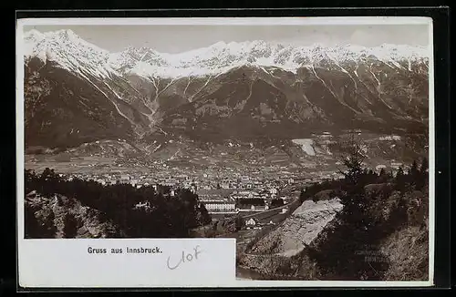 Foto-AK Fritz Gratl: Innsbruck, Ortsansicht aus der Vogelschau