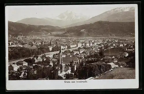 Foto-AK Fritz Gratl: Innsbruck, Ortsansicht aus der Vogelschau