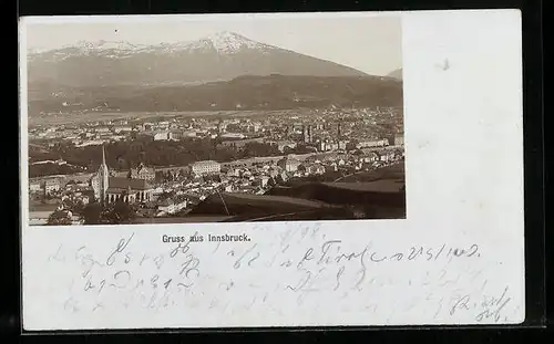 Foto-AK Fritz Gratl: Innsbruck, Ortsansicht aus der Vogelschau