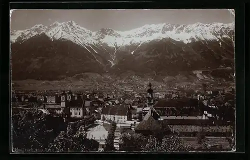 Foto-AK Fritz Gratl: Innsbruck, Totalansicht aus der Vogelschau