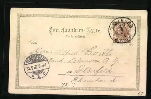 Lithographie Dicker Bergsteiger schwitzt vor Hitze