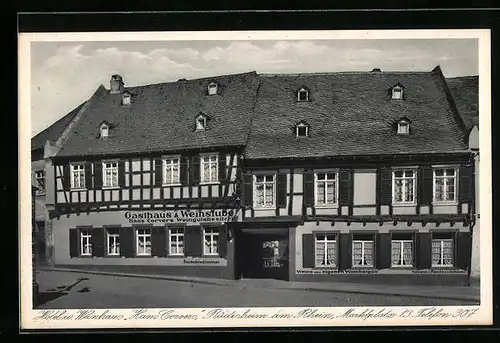 AK Rüdesheim /Rh., Hotel und Gasthaus Hans Corvers, Marktplatz 13, mit Strasse