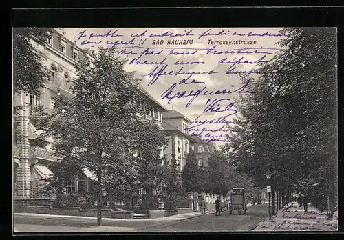 AK Bad Nauheim, Terrassenstrasse mit Lastenfuhrwerk