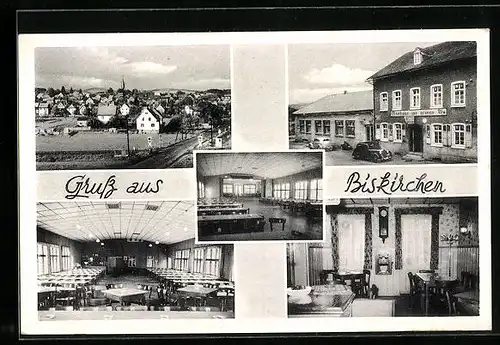 AK Biskirchen /Kr. Wetzlar, Ortsansicht, Gasthaus zur grünen Au W. Lotz