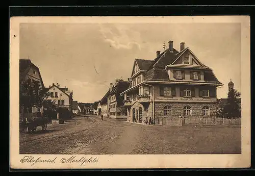 AK Schussenried, Marktplatz mit Schreibwarengeschäft Abt