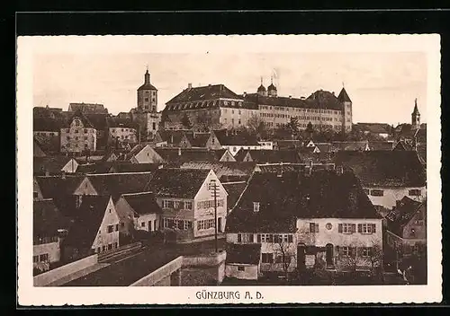 AK Günzburg a. D., Teilansicht mit Schloss